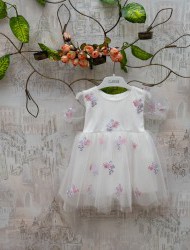 Нарядное платье для девочки с вышивкой "Фламинго"