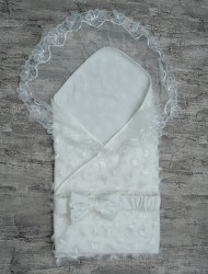 Конверт-одеяло "Бабочки 5Д", с кружевом и бантом 