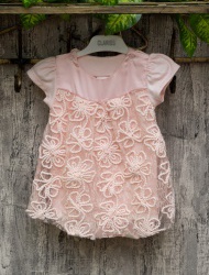 Боди-платье "Цветочное плетение", нарядное, с коротким рукавом