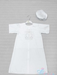 Крестильная рубаха "Крестик прованс", с чепцом